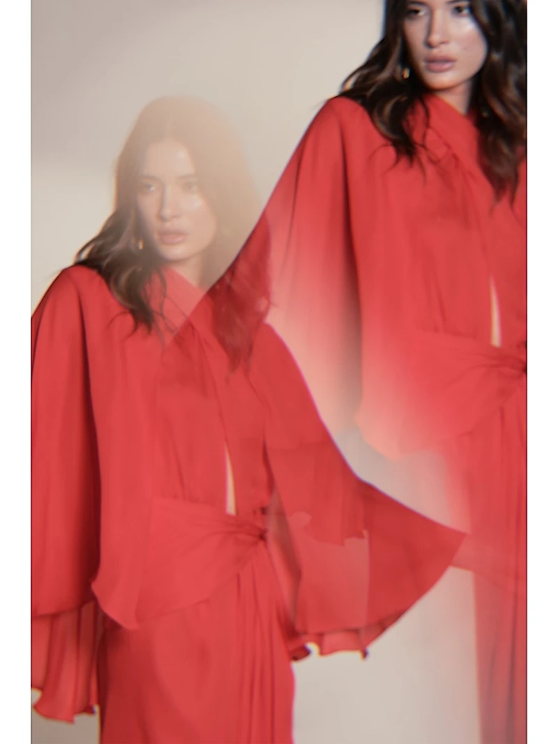 Micaela Cape Town Silk Capelet Maxi Dress