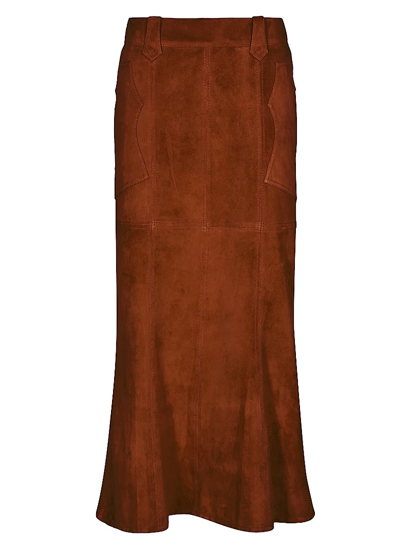 Micaela Sundown Leather Midi-Skirt