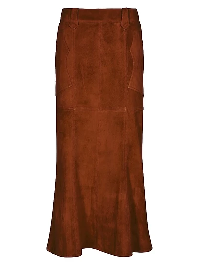 Micaela Sundown Leather Midi-Skirt