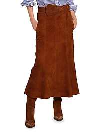 Micaela Sundown Leather Midi-Skirt