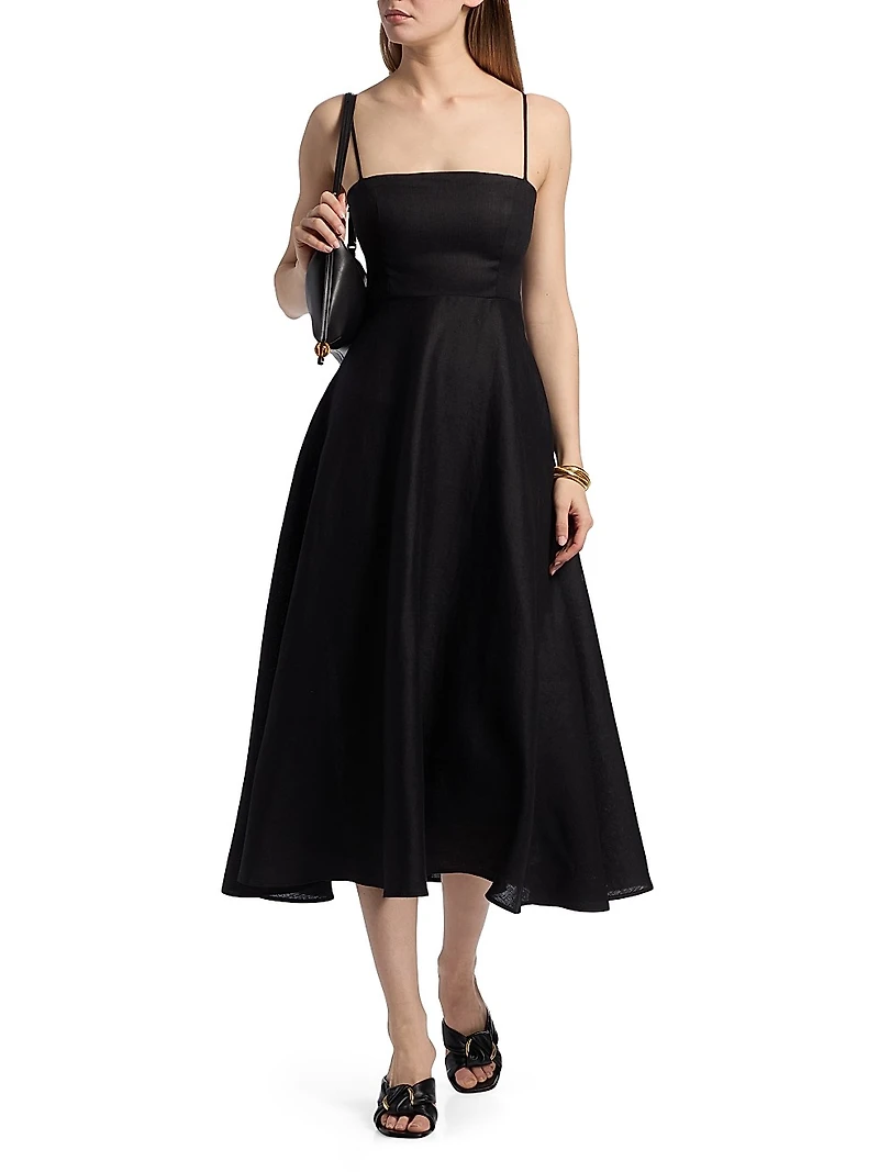 Monette Linen Midi-Dress