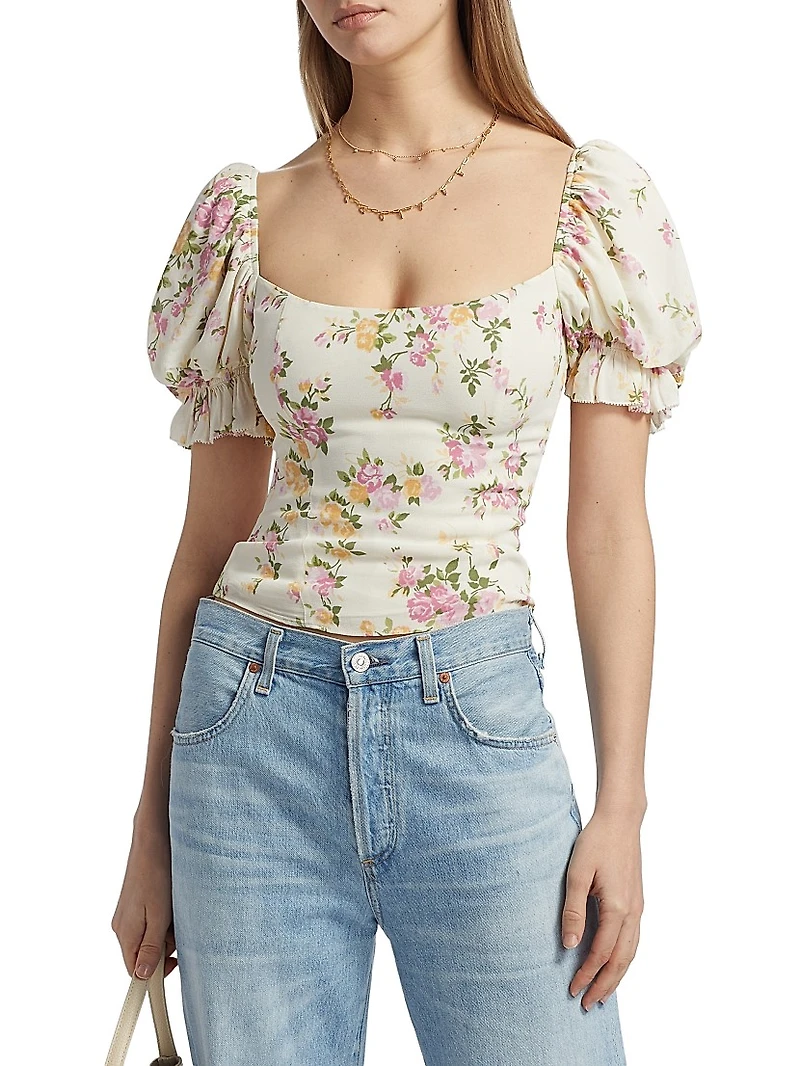 Marin Floral Puff-Sleeve Top