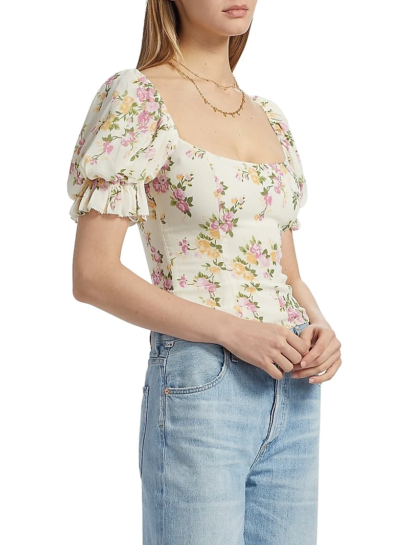 Marin Floral Puff-Sleeve Top