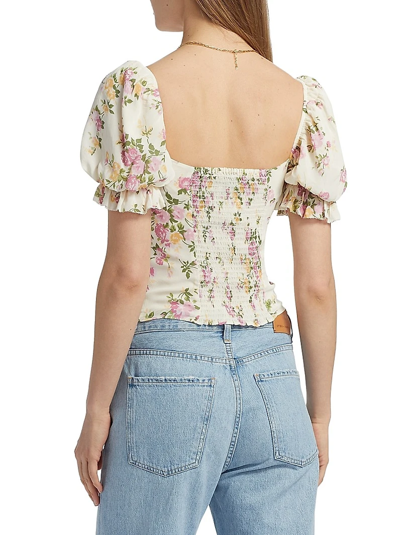 Marin Floral Puff-Sleeve Top
