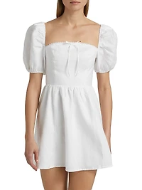 Malvina Linen Puff-Sleeve Minidress