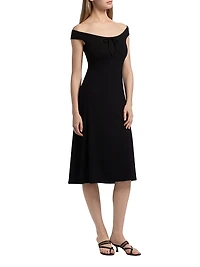 Milo Off-The-Shoulder Knit Knee-Length Dress