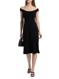 Milo Off-The-Shoulder Knit Knee-Length Dress