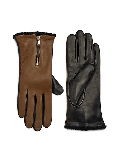 Shearling-Lined Colorblocked Gloves
