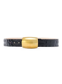 Milou Croc-Embossed Leather Belt