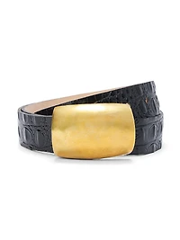 Milou Croc-Embossed Leather Belt