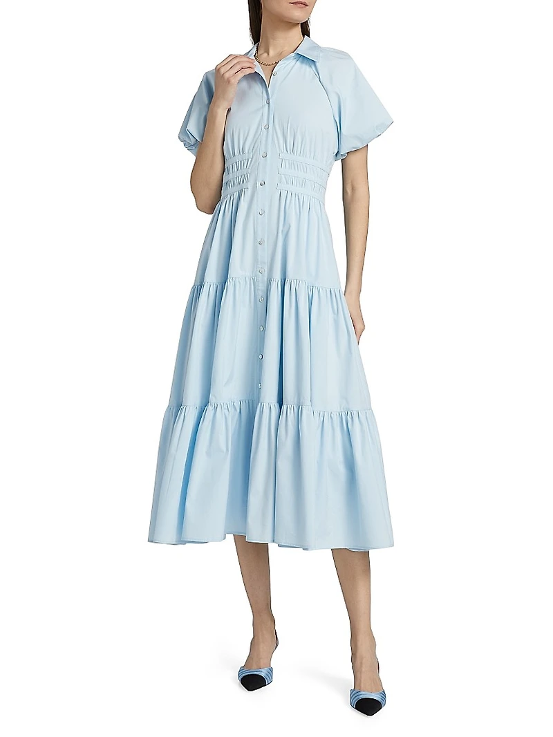 Maggio Stretch Cotton Midi-Shirtdress