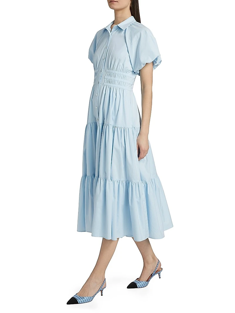 Maggio Stretch Cotton Midi-Shirtdress