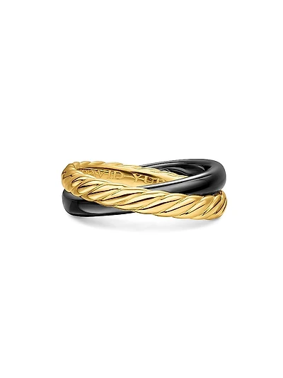 Crossover Two Row Rotating Ring 18K Yellow Gold