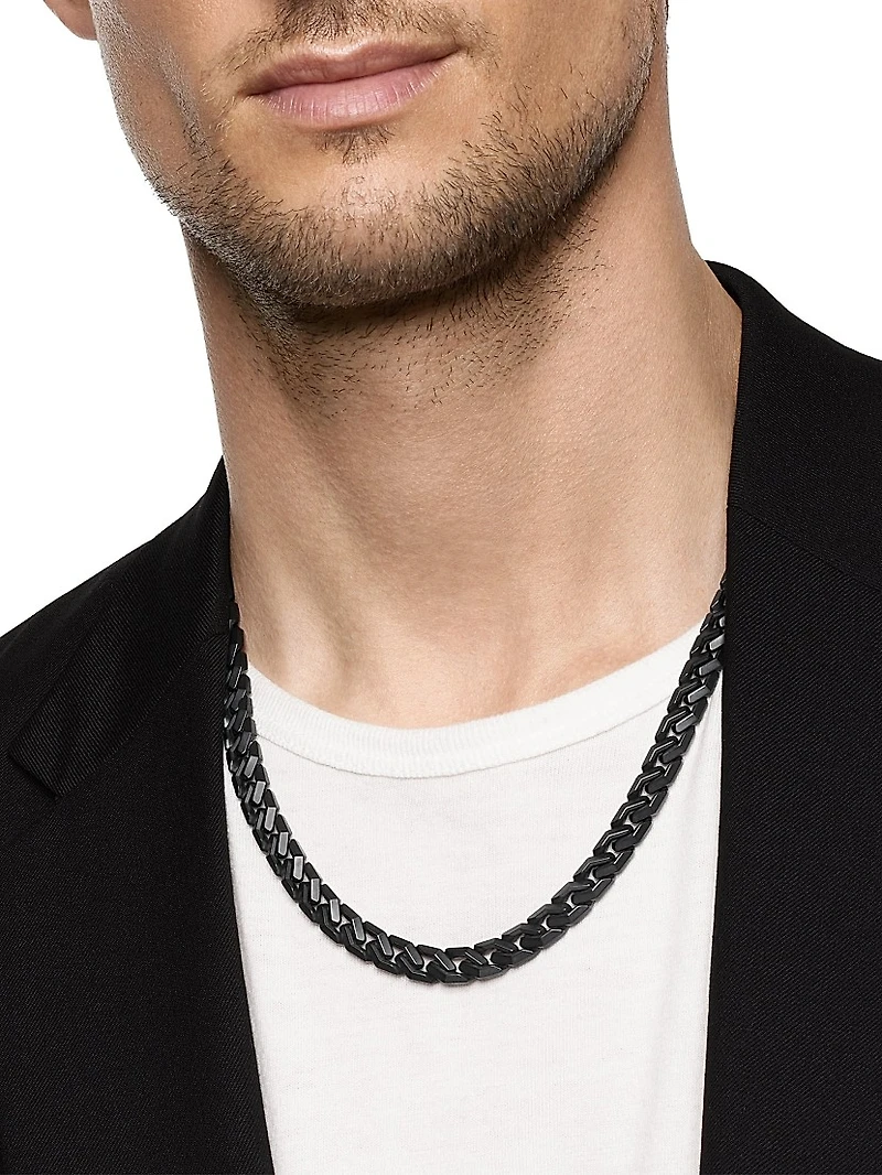 Curb Chain Angular Link Necklace Titanium