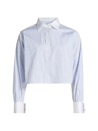 Charles Striped Cotton Button-Front Crop Shirt