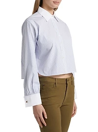 Charles Striped Cotton Button-Front Crop Shirt