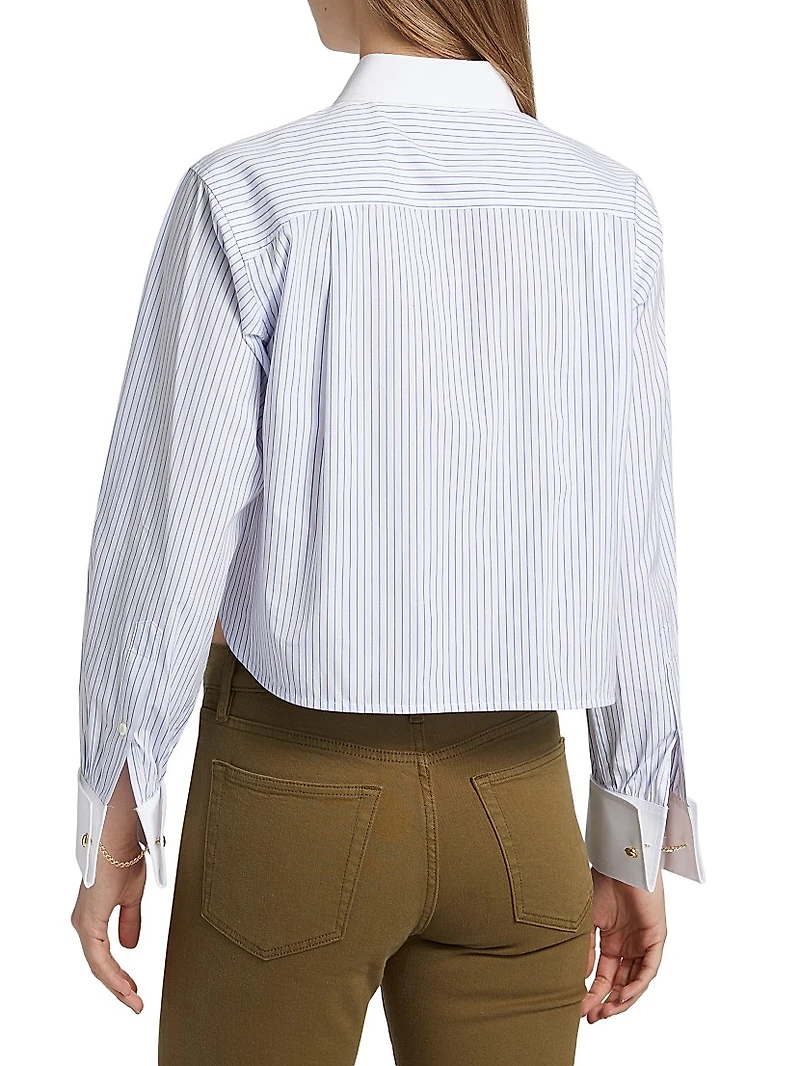 Charles Striped Cotton Button-Front Crop Shirt