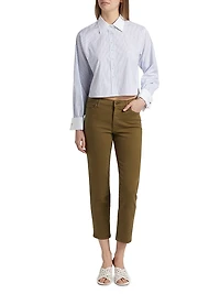 Charles Striped Cotton Button-Front Crop Shirt