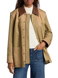 Leather-Collar Cottan Canvas Chore Jacket