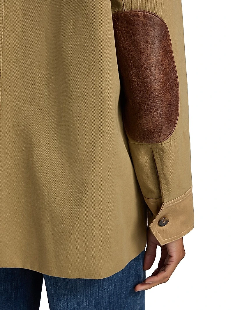 Leather-Collar Cottan Canvas Chore Jacket