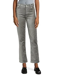 Le Sleek Metallic Velvet Straight-Leg Jeans