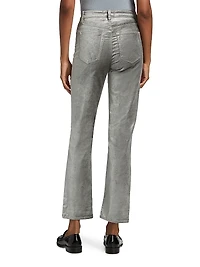 Le Sleek Metallic Velvet Straight-Leg Jeans
