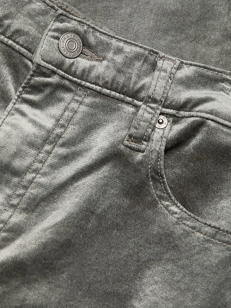 Le Sleek Metallic Velvet Straight-Leg Jeans