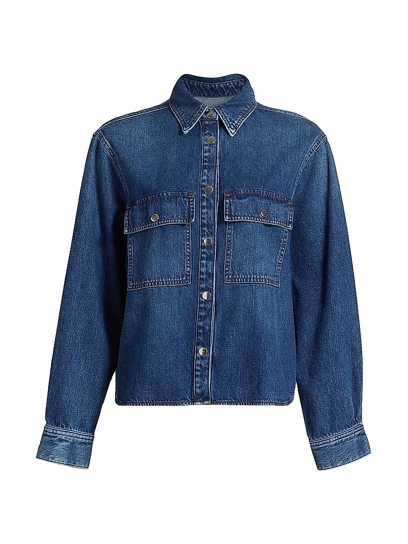 Hi-Low Long-Sleeve Denim Shirt