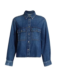 Hi-Low Long-Sleeve Denim Shirt