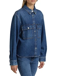 Hi-Low Long-Sleeve Denim Shirt