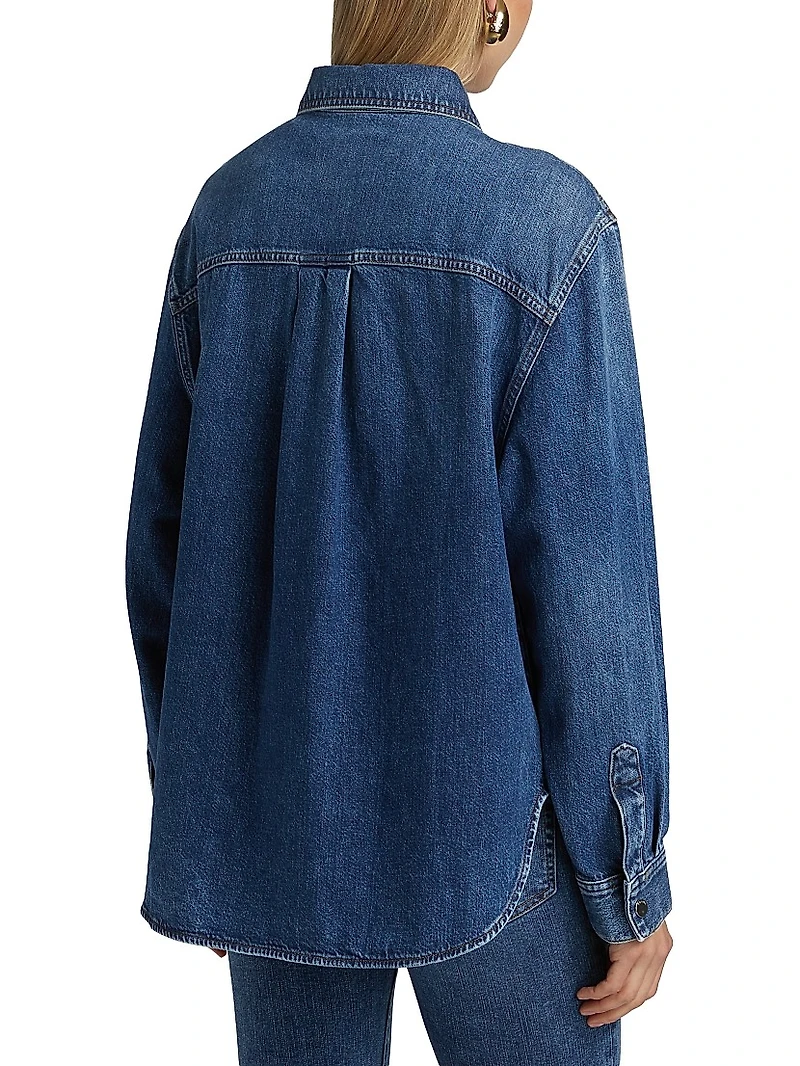 Hi-Low Long-Sleeve Denim Shirt