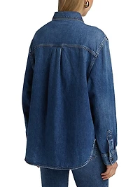 Hi-Low Long-Sleeve Denim Shirt