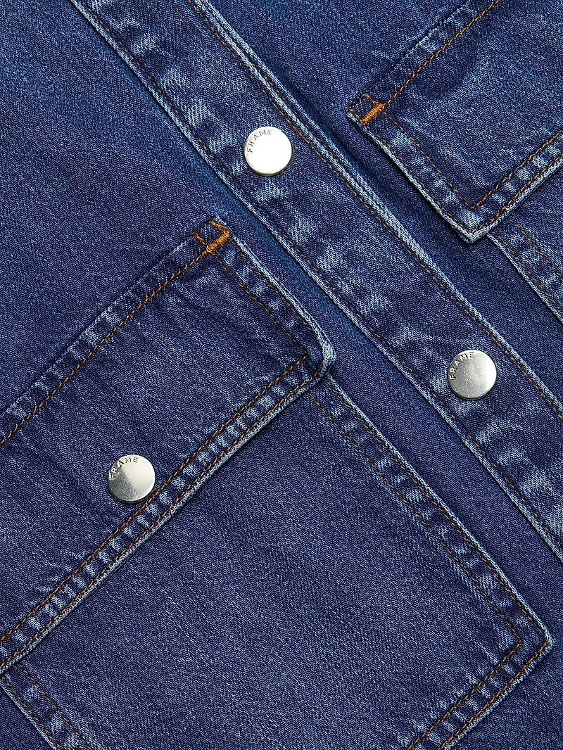 Hi-Low Long-Sleeve Denim Shirt