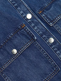 Hi-Low Long-Sleeve Denim Shirt