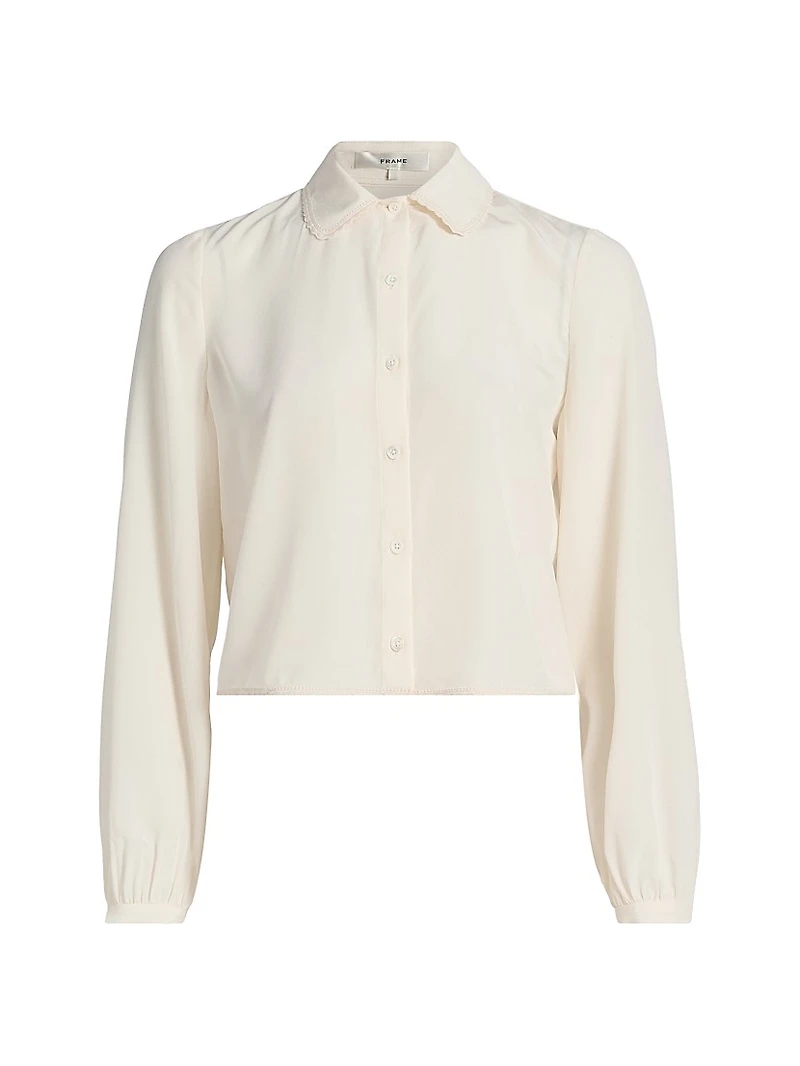 Prim Silk Button-Front Blouse
