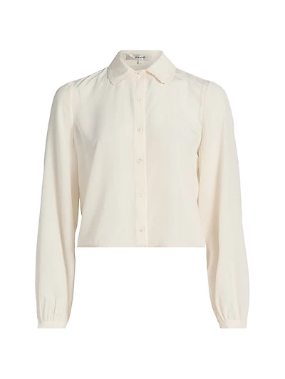Prim Silk Button-Front Blouse