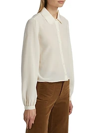 Prim Silk Button-Front Blouse