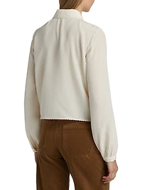 Prim Silk Button-Front Blouse