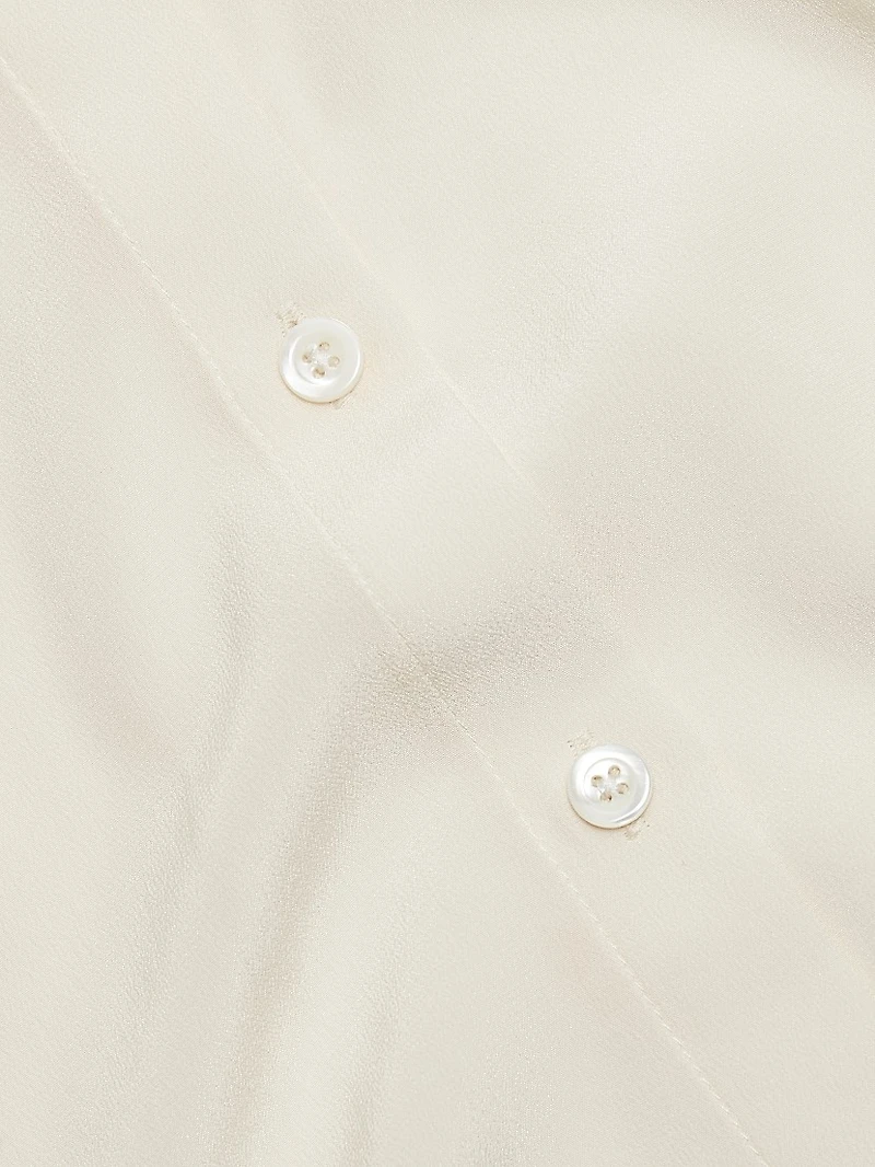 Prim Silk Button-Front Blouse
