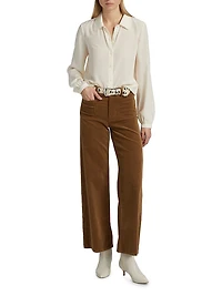 Prim Silk Button-Front Blouse