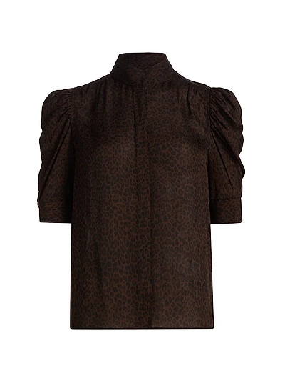 Gillian Leopard Silk Top