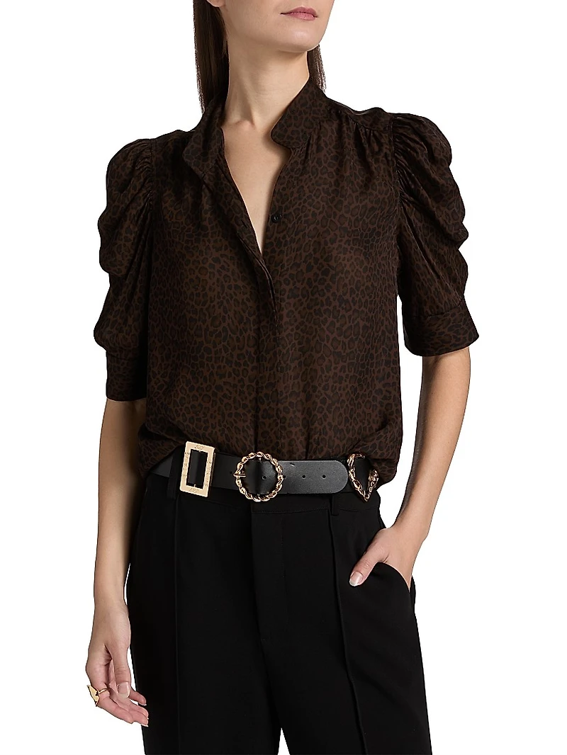 Gillian Leopard Silk Top