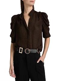 Gillian Leopard Silk Top