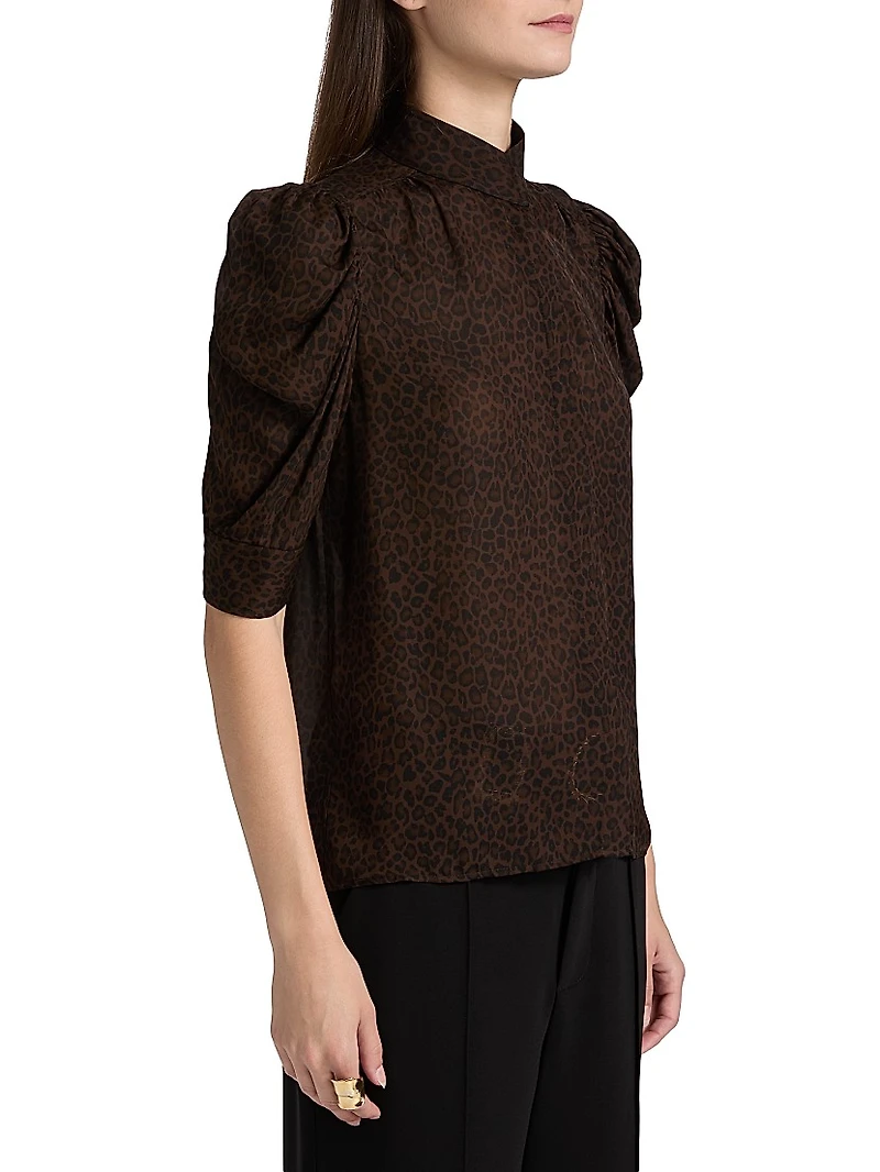 Gillian Leopard Silk Top