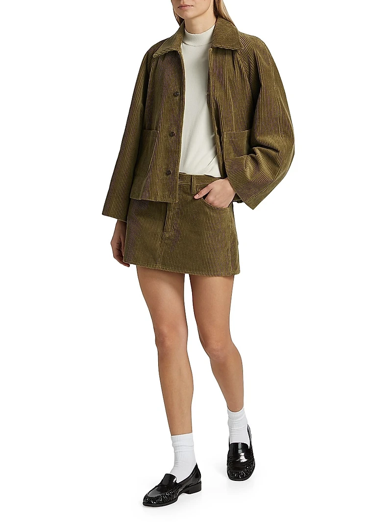 Corduroy Cotton A-Line Miniskirt