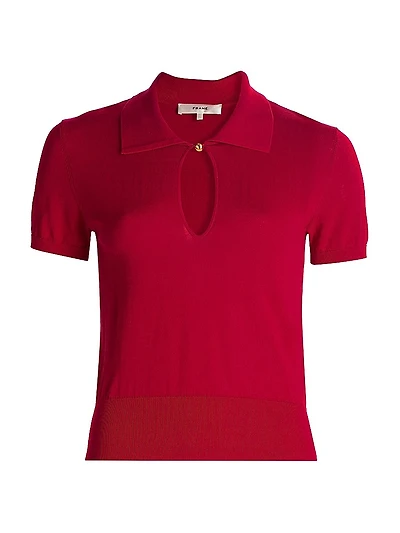 Keyhole Knit Polo Sweater