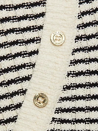 Striped V-Neck Short-Sleeve Sweater