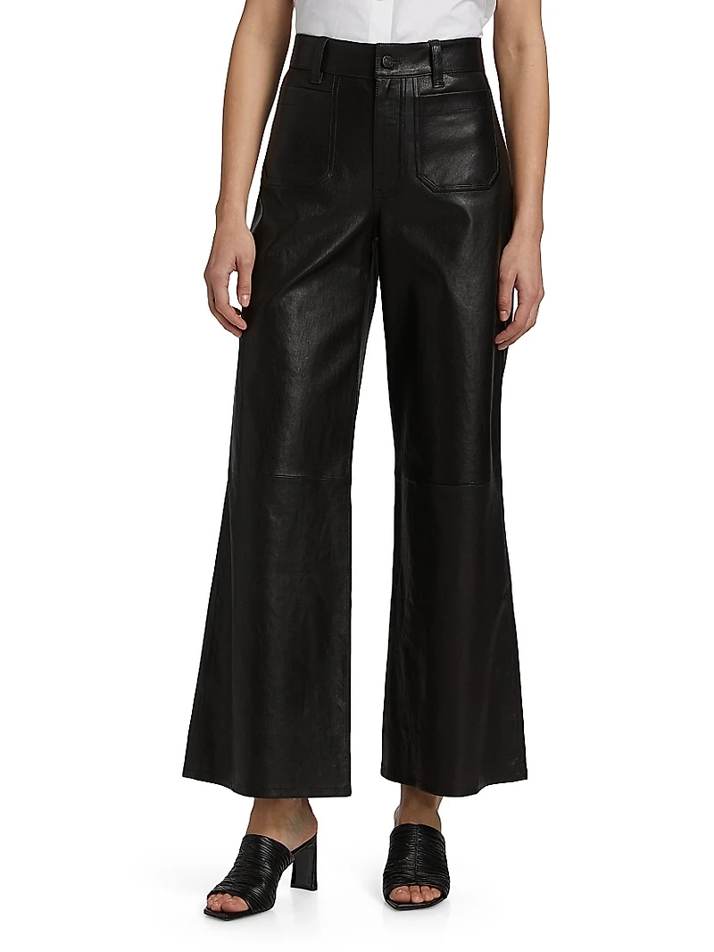 Le Slim Palazzo Modernist Leather Pants