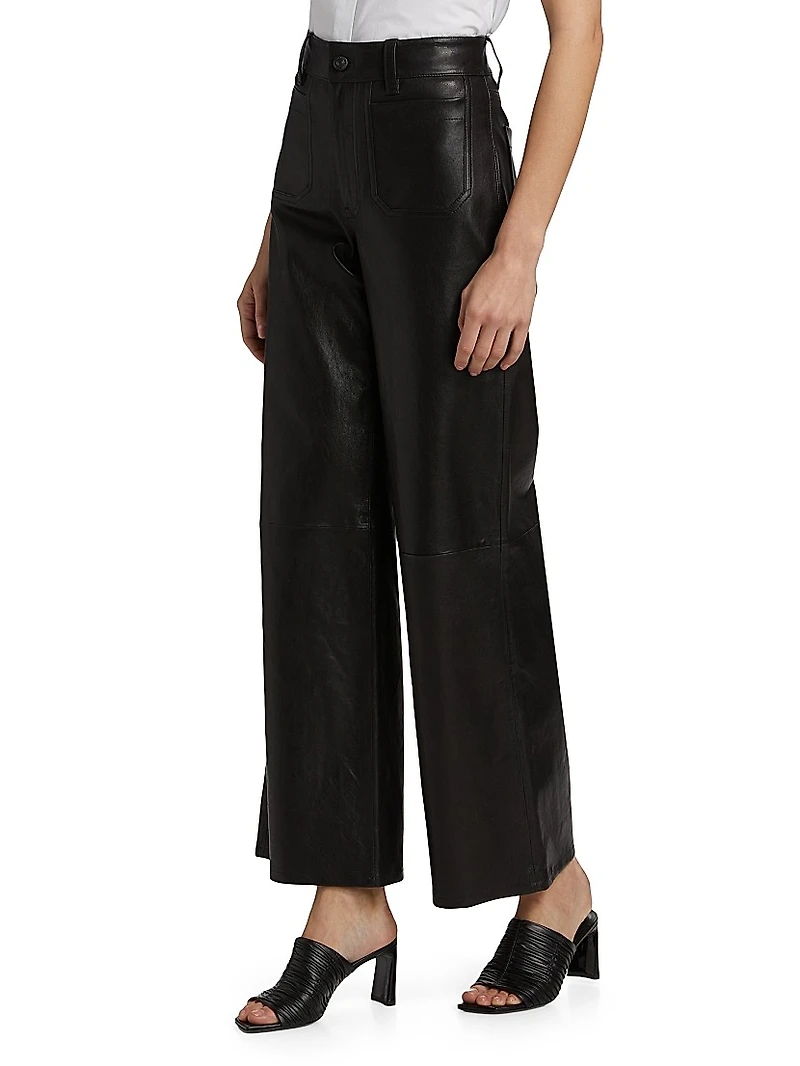 Le Slim Palazzo Modernist Leather Pants