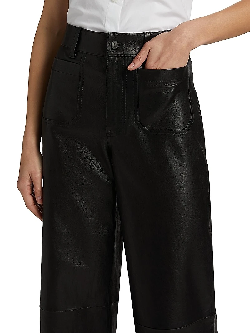 Le Slim Palazzo Modernist Leather Pants